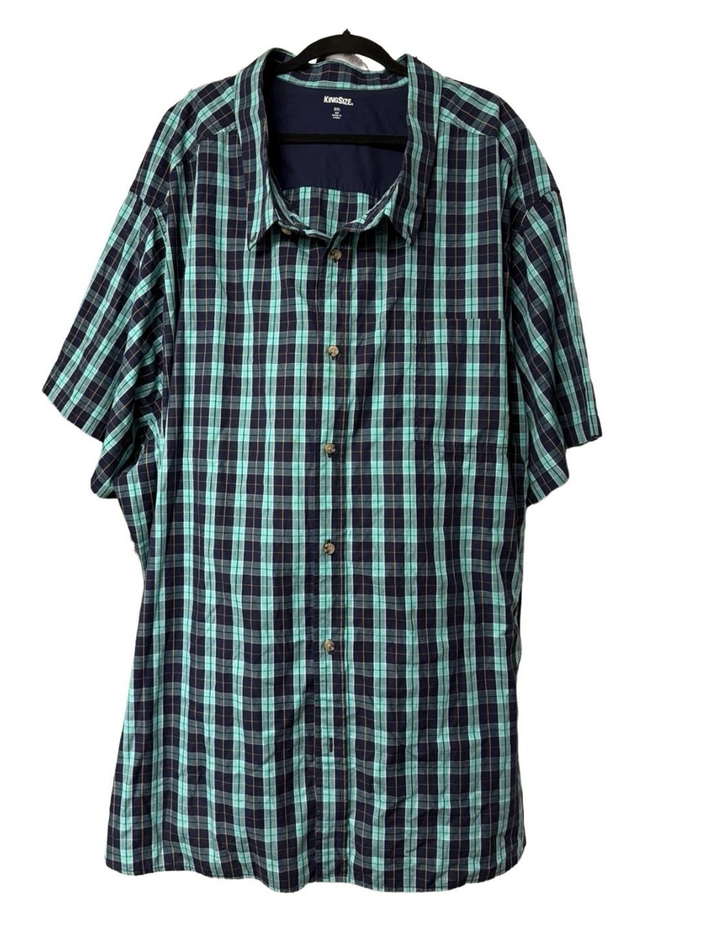 KingSize Big & Tall Plaid Short Sleeve Button Down Sport Shirt Green 8XL Big